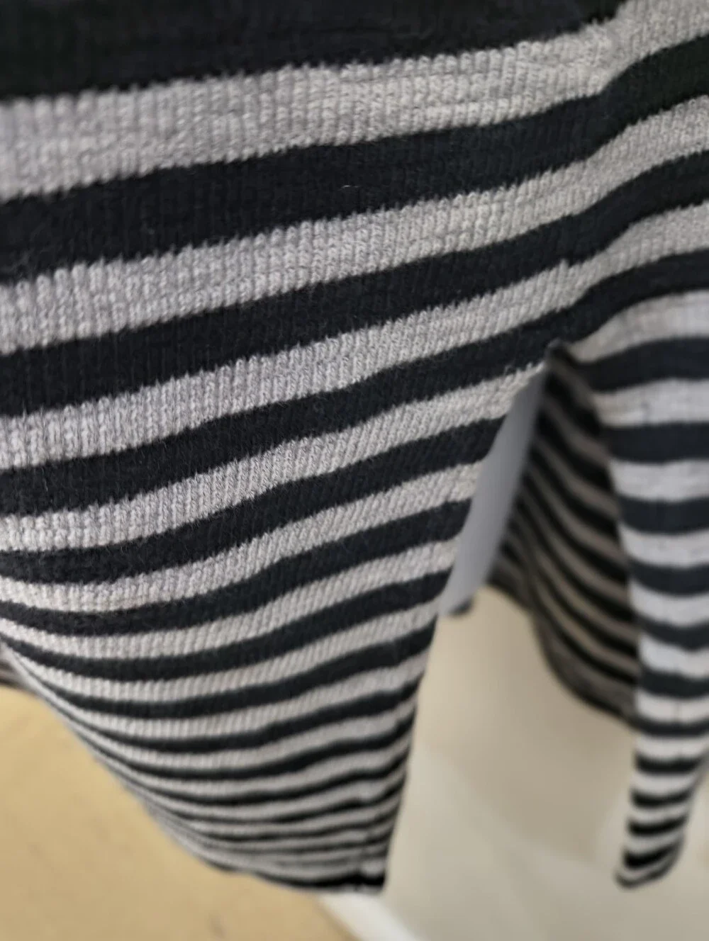 J. Jill Cotton Striped Pullover Knit Tunic Top Black Gray XL Nautical Boho Casua